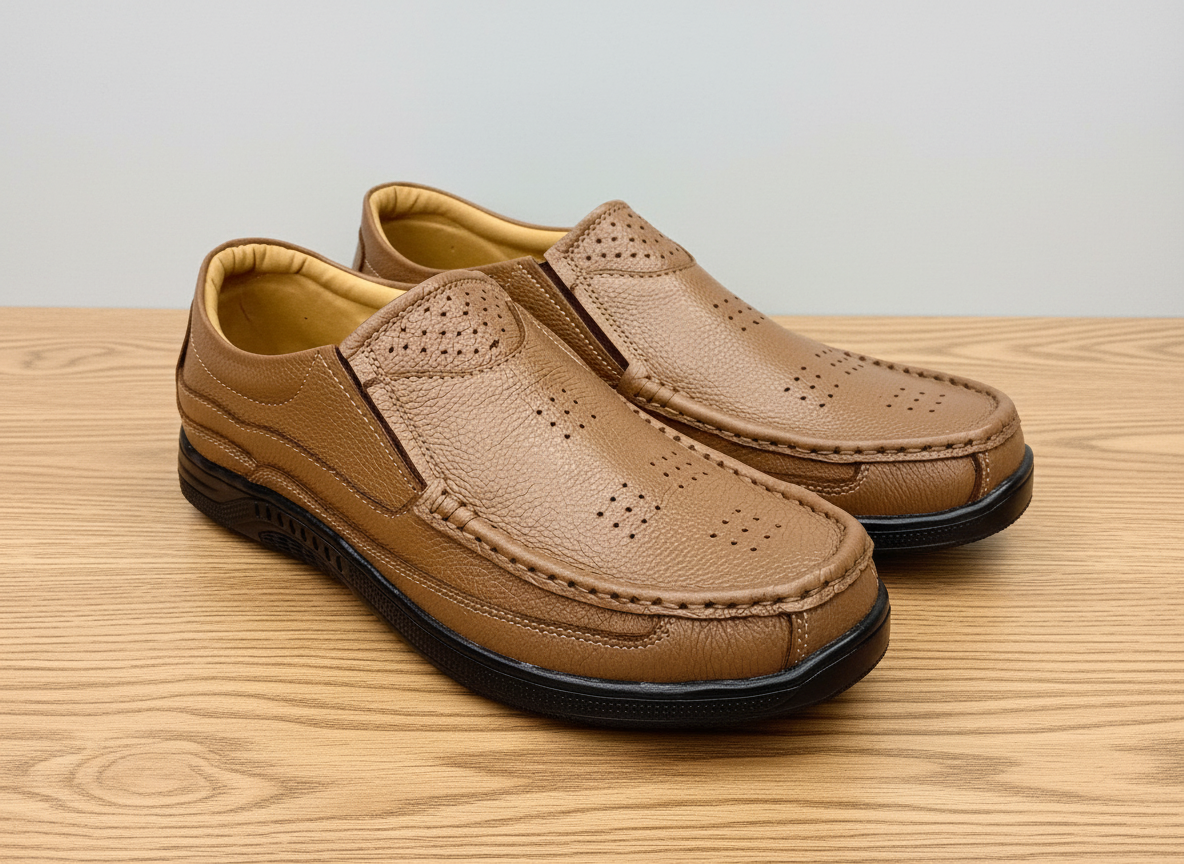 Shoemantic Leather Medicated Mustard/Camel Article No-743