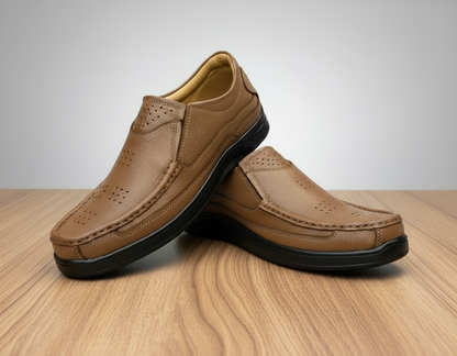 Shoemantic Leather Medicated Mustard/Camel Article No-743