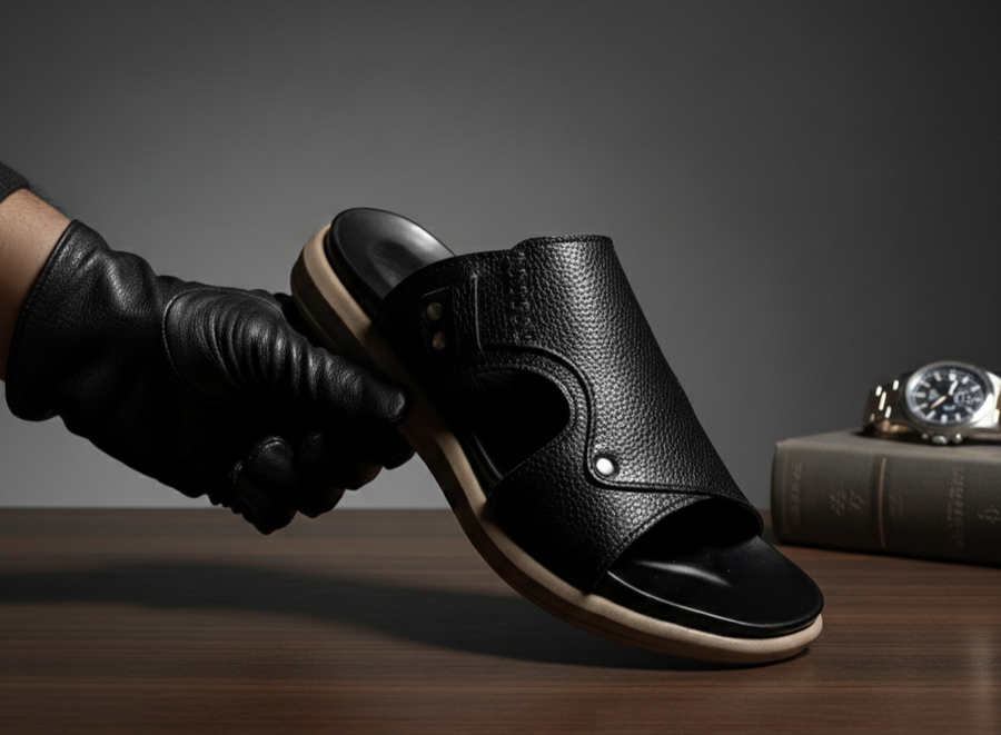 Premium Leather High Quality Soft Slipper Article  K-115 black